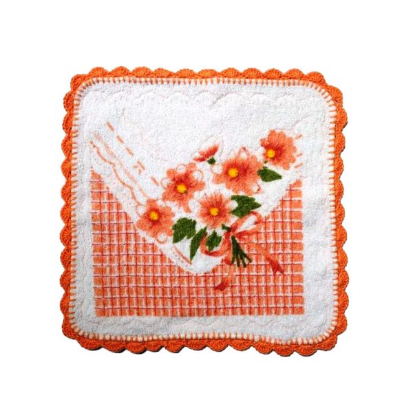 Jacquard Face Washer Apricot Daisy